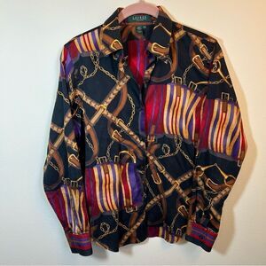 ✨ Lauren Ralph Lauren Vintage Women’s Equestrian Gold Chain Long Sleeve PM